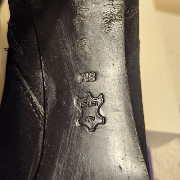 Tory Burch Black "Luxe" Suede Round Toe Stiletto Zip Ankle Boots Sz.8 Ret.$450 - Picture 10 of 11